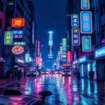 Cyberpunk City Neon Hanzi Massage Sign